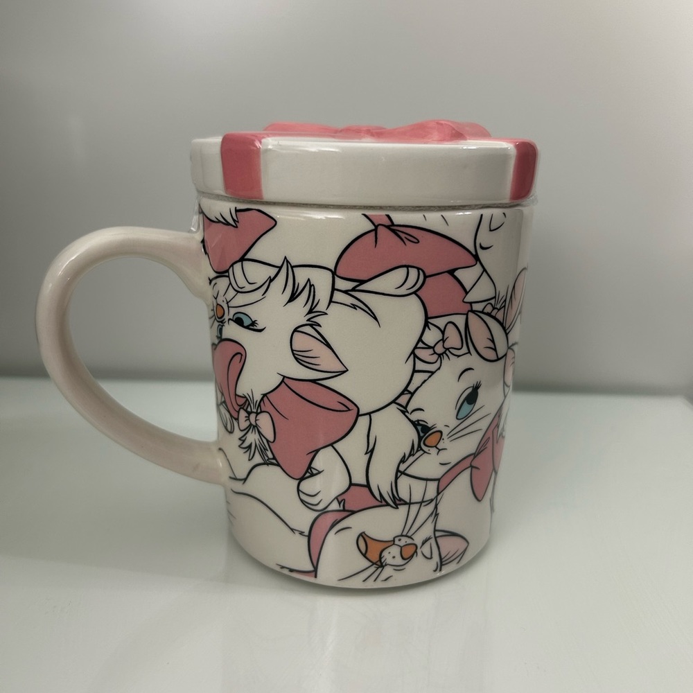 Disney Aristocats Marie Mug with Lid Pink Bow - Picture 1 of 6